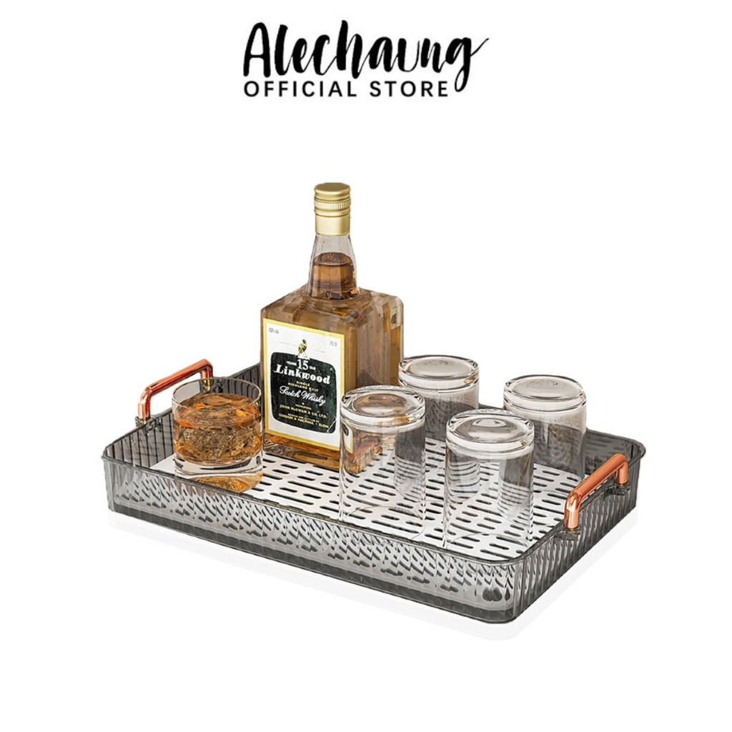 Alechaung ถาดวางช้อนส้อม ถาดคว่ำแก้ว 2 ชั้น ถาดใส่ผลไม้ drain board วางแก้วชา เสิร์ฟกาแฟ คาเฟ่ 1ชิ้น