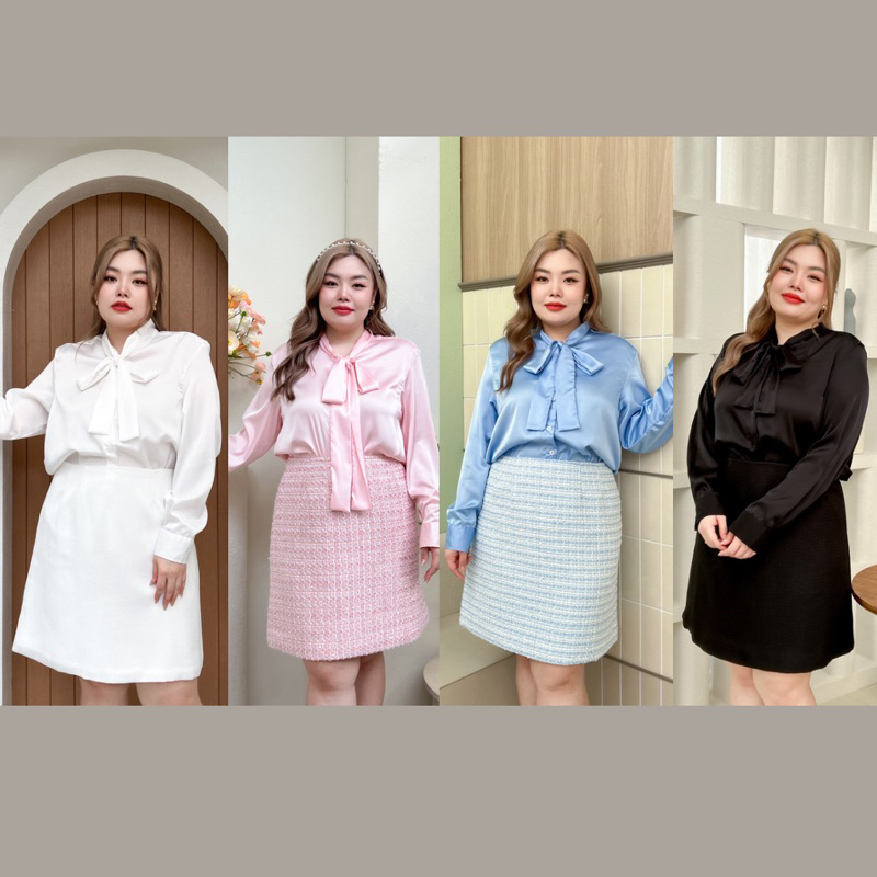 สาวอวบ // Lilac Shirt เสื้อเชิ๊ตผูกโบว์(เฉพาะเสื้อเชิ๊ต)