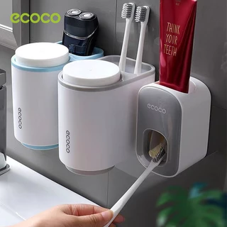 [พร้อมส่ง]Ecoco บีบยาสีฟัน ที่เก็บแปรงสีฟัน พร้อมแก้ว 2 ใบ ที่ใส่ยาสีฟัน ติดผนัง ไม่ต้องเจาะ