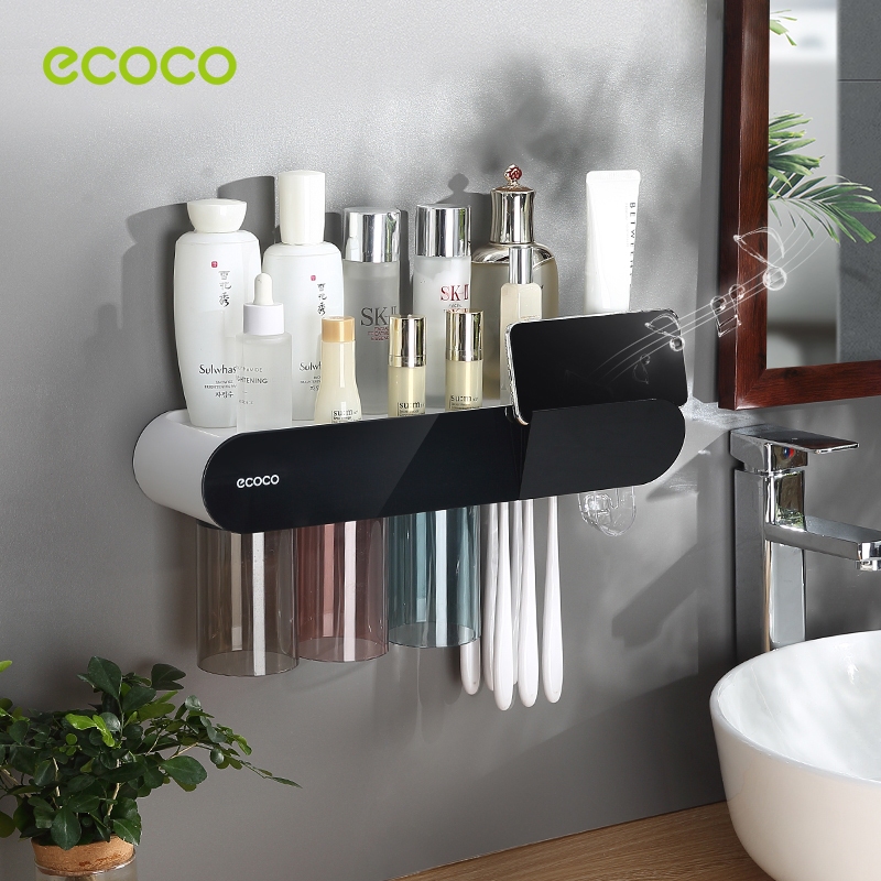 [พร้อมส่ง]Ecoco เครื่องบีบยาสีฟัน ที่วางของในห้องน้ำ ที่กด อุปกรณ์เก็บแปรงสีฟัน ที่ใส่แปรงสีฟัน บีบยาสีฟันอัตโนมัติ