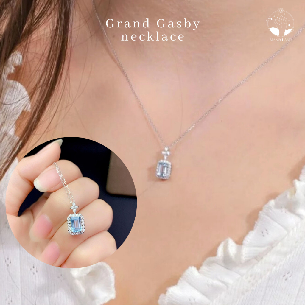 MNL💗สร้อยคอเงินแท้ GRAND GASBY จี้เพชรโมซาไนต์ เม็ดใหญ่ เครื่องประดับแฟชั่น ผู้หญิง เงินแท้ ไม่ลอกดำ