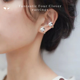MNL💗Fantastic Four Clover ต่างหูใบโคลเวอร์ 4 แฉกแห่งโชคลาภ แบบยาว เครื่องประดับแฟชั่นเงินแท้925 ไม่ลอกดำ มินิมอล เกาหลี