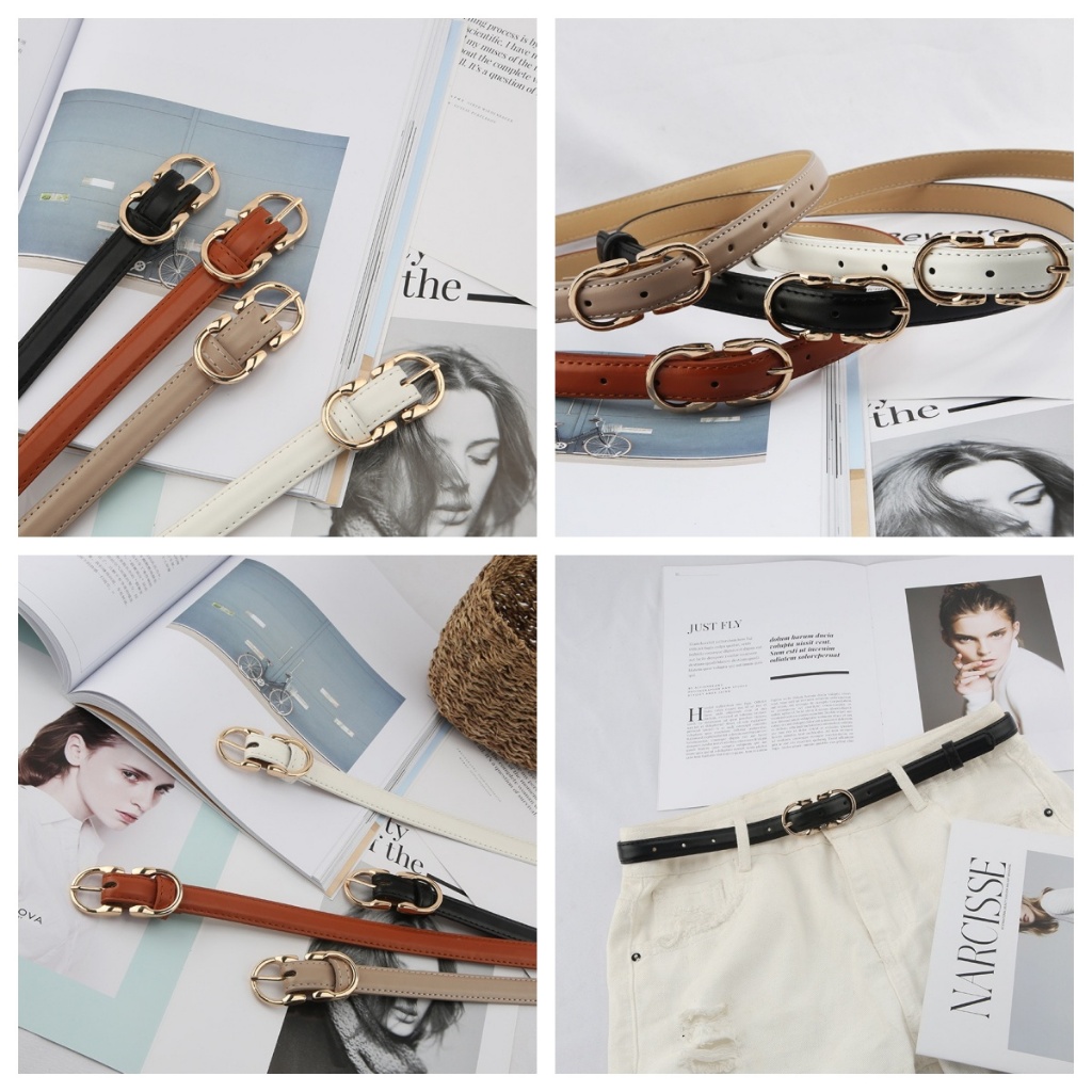 พร้อมส่ง เข็มขัด สไตล์เรียบง่าย สไตล์เกาหลี แฟชั่นตกแต่ง เข็มขัดเส้นเล็กสำหรับผู้หญิง เข็มขัดหนัง（p75）