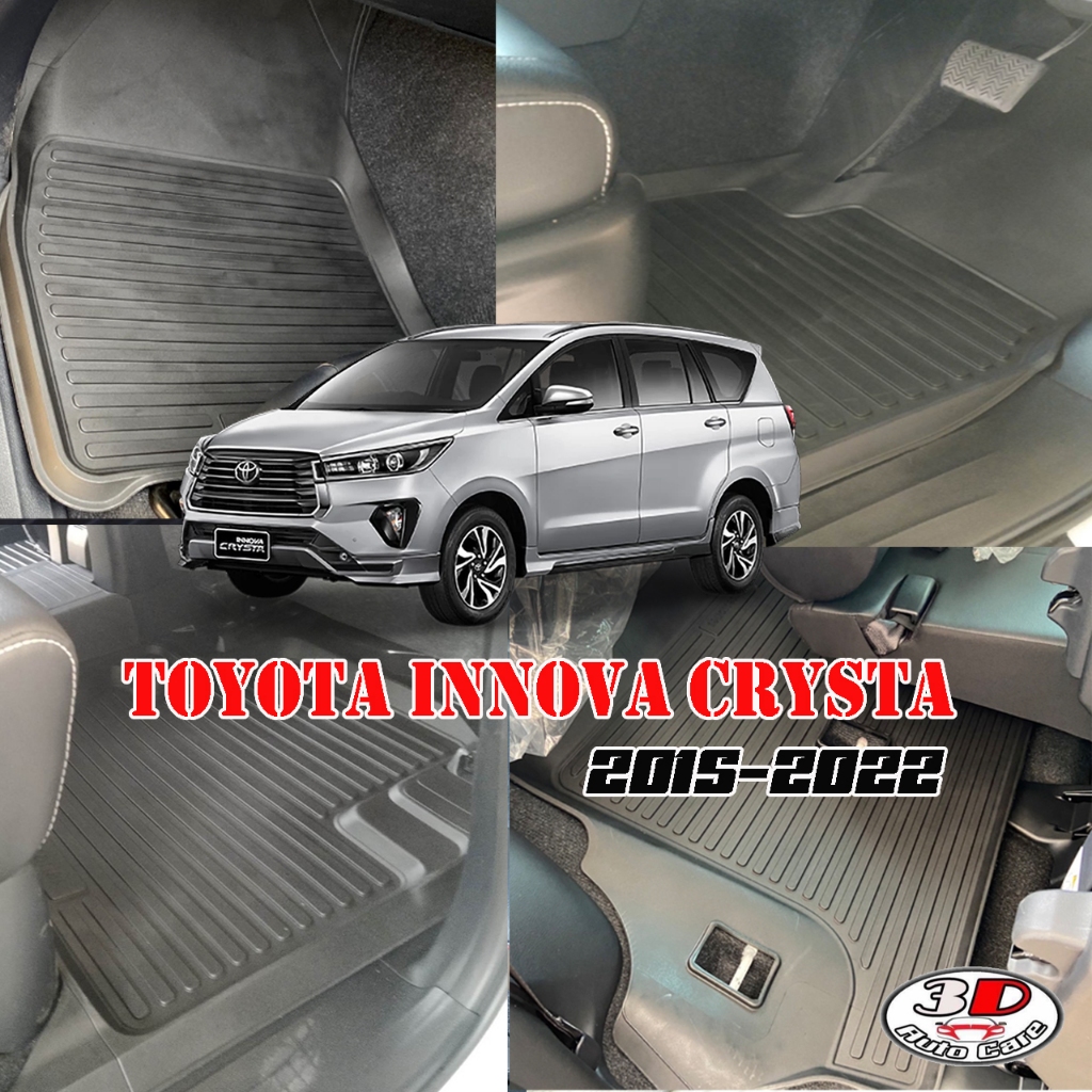Toyota  Innova Crysta 2015-2023 (6ชิ้นแถว1-3) ( A/T,M/T) ผ้ายางปูพื้นรถ ยกขอบ ตรงรุ่น ถาดยางปูพื้น