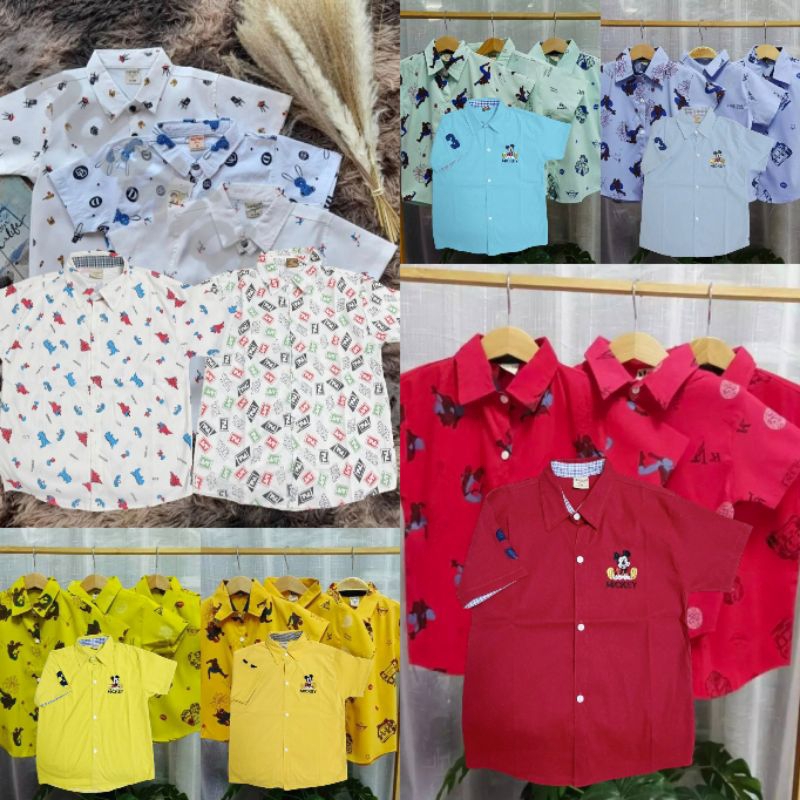 เสื้อเชิ้ตเด็ก แขนสั้น เลือกสีได้แต่คละลาย