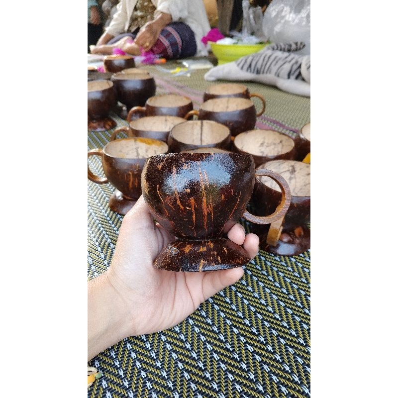 แก้วกะลามะพร้าว แก้วชา แก้วกาแฟ (ใส่ได้ทั้งน้ำร้อน น้ำเย็น)