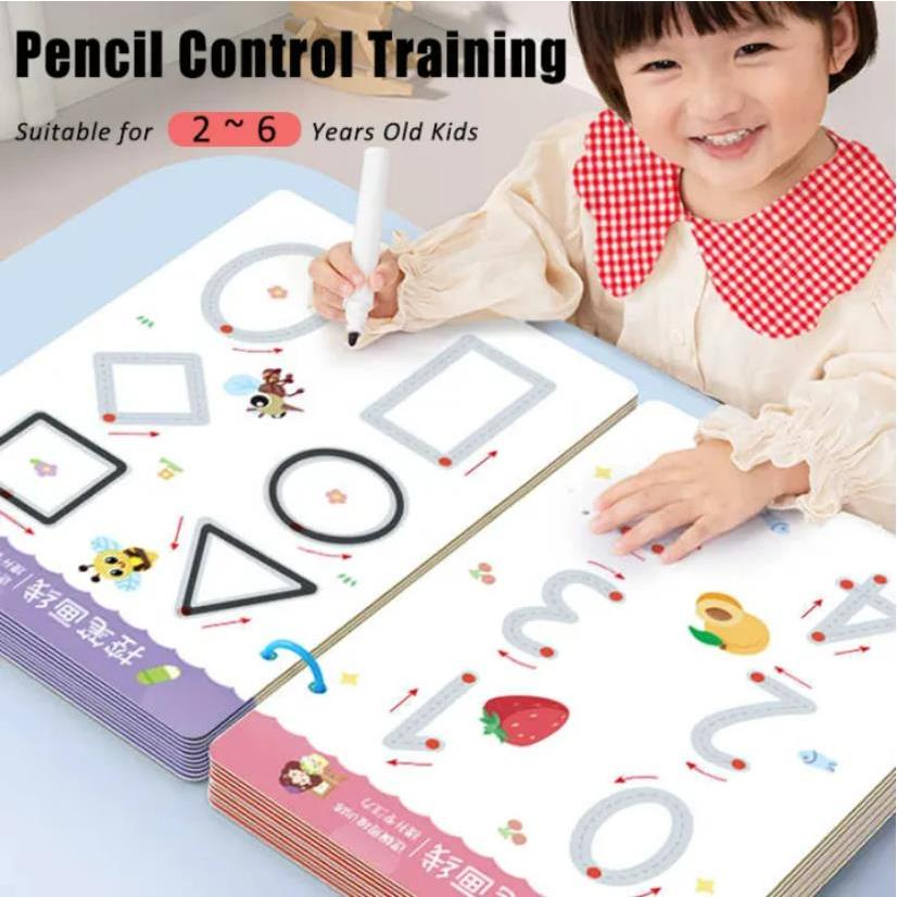 Magical Tracing Book ปากกาควบคุมการฝึกอบรมหนังสือ การติดตามมายากล โน้ตบุ๊ก การออกกําลังกาย ที่ลบได้ ปากกาฝึกอบรม การศึกษ