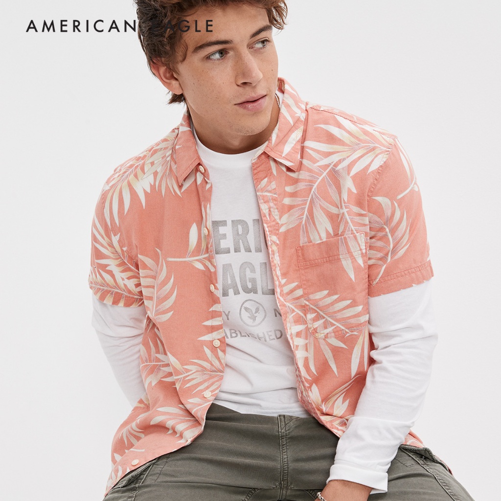 American Eagle Tropical Button-Up Resort Shirt เสื้อเชิ้ต ผู้ชาย (NMSH 015-5921-823)