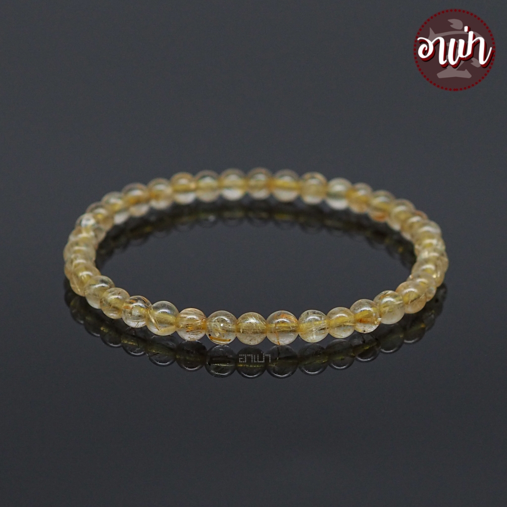 หินไหมทอง Gold Rutilated Quartz เกรด Premium ขนาด 5 มิล คัดหิน หินมงคล เรียกเงิน เรียกทอง กำไลหินสี หินสีทอง
