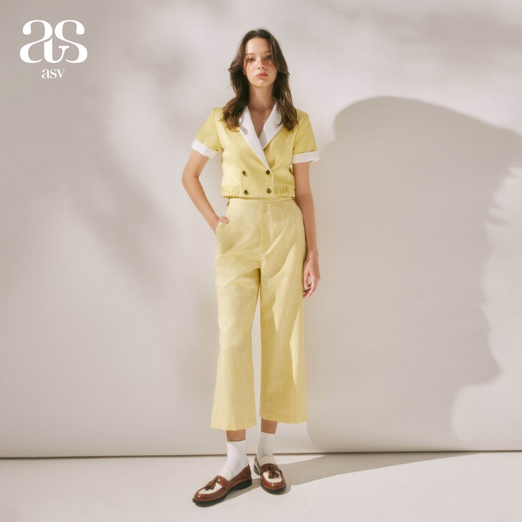 [asv rs24] Isabelle Culotte Pants กางเกงผู้หญิง ทรงคูลอต แต่งกระเป๋าข้าง ผ้าลายกิงแฮม