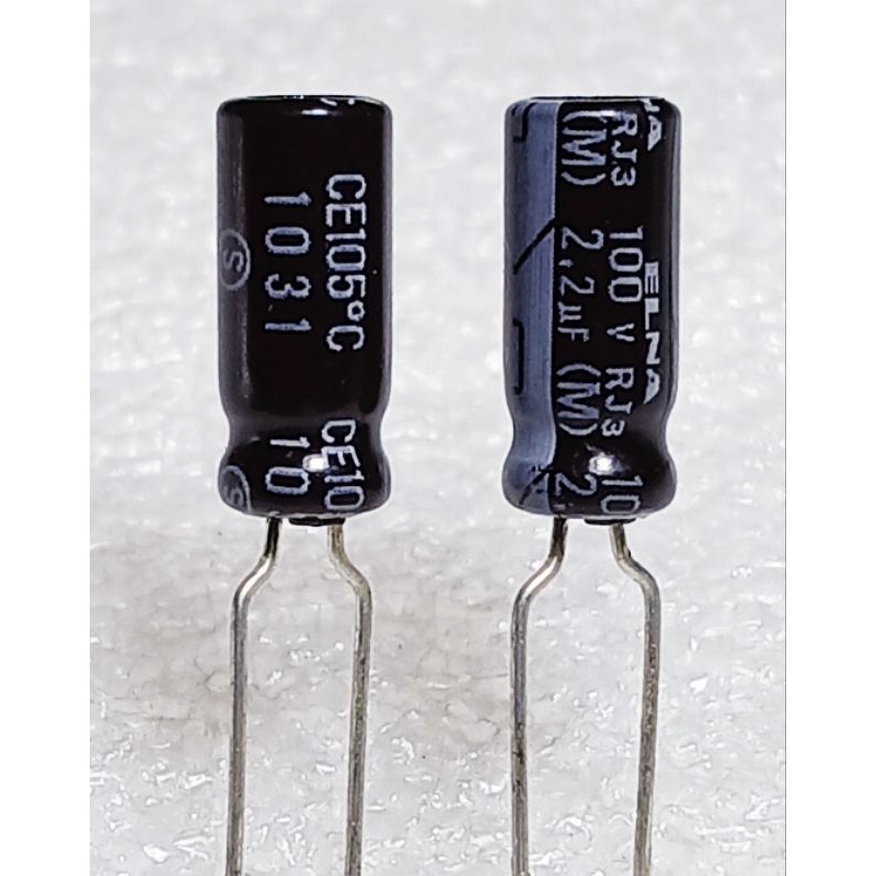 Elna RJ3 2.2uf 100v (ราคา10ตัว) capacitor ตัวเก็บประจุ คาปาซิเตอร์ ขนาด 5×12.5 มม