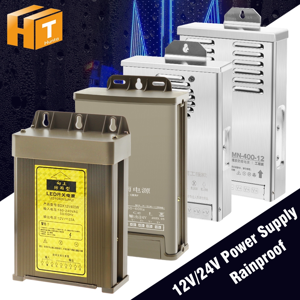 LED แหล่งจ่ายไฟ หม้อแปลง DC 12V 24V กันน้ำ หม้อแปลงไฟฟ้า ไม่มีเสียงรบกวน 200/400WAC190-240V Driver สำหรับไฟ ไฟเส้น อื่นๆ