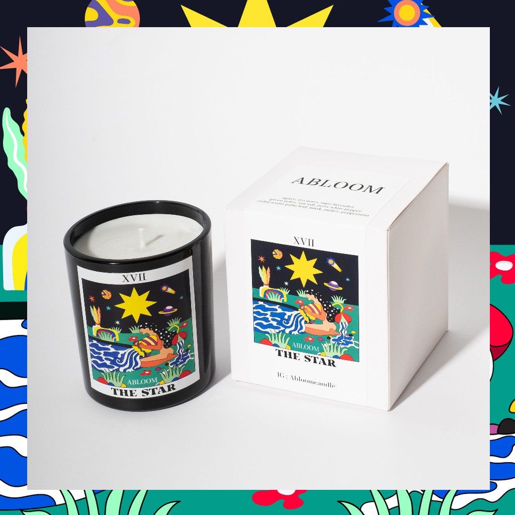 เทียนสายมู กลิ่นจากไพ่ The Star ของขวัญ  เทียนหอมไขถั่วเหลือง soy wax candles - abloomcandle