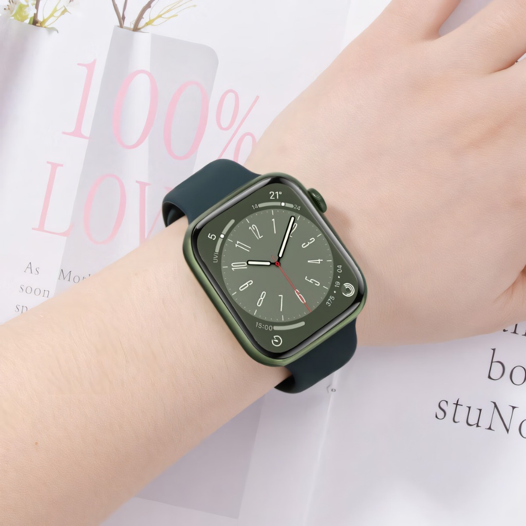 สายซิลิโคนสำหรับ iWatch 49mm46mm40mm42mm44mm41mm45mm series 10 9 8 7 6 5 4 3 2 1 SE smart watch สายกันน้ำ