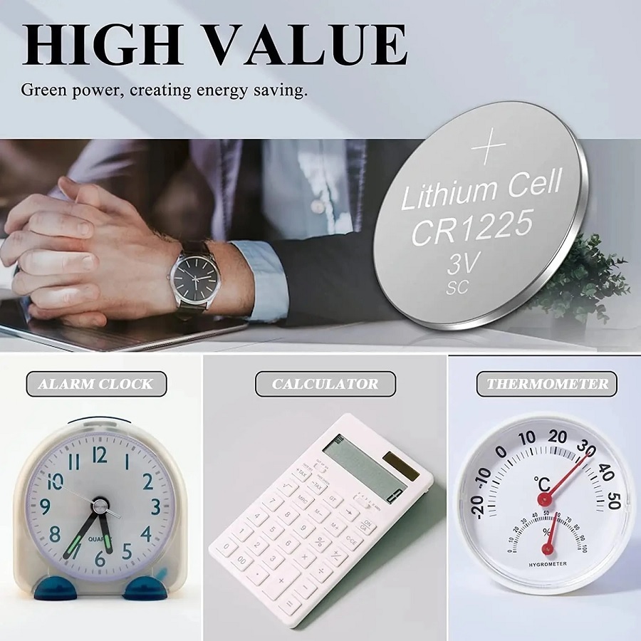 ถ่านกระดุม CR1225 5PCs BR1225 EBR1225 CR1225 3V EBR 1225 Lithium Battery Button Cell Batteries.
