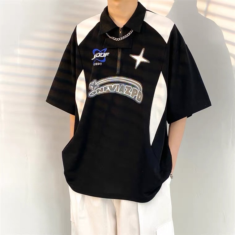 เสื้อยืดโปโล Polo shirt คอปก ทรงหลวม ผู้ชาย ใส่สบาย