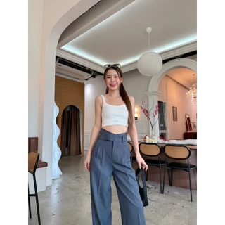 WT22 รุ่น Maily Pants 42นิ้ว สูง175 ใส่แล้วไม่ลอย กางเกงทรงกระบอก ใหญ่ กางเกงเอวสูง ผู้หญิง เก็บพุง พรางหุ่น กางเกงทำงาน