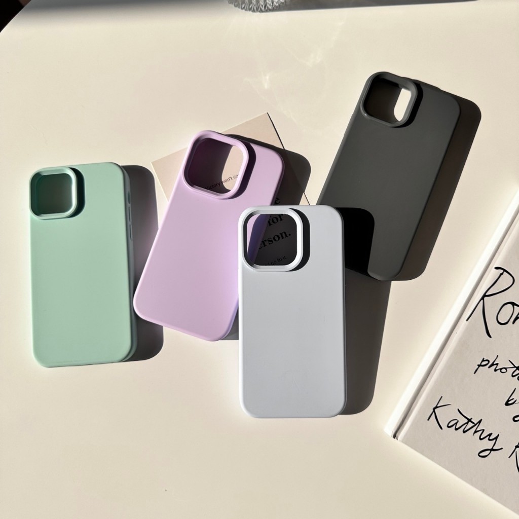 [i15] ส่งด่วน 12สี 💖R1830 เคสซิลิโคนพรีเมี่ยม เคสสีพื้น กันกระแทก เคสไอโฟน สำหรับ iphone 11-15promax