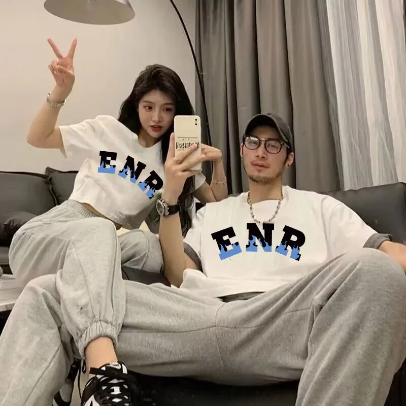 เสื้อคู่กับแฟนไซร์ใหญ่ Oversize เสื้อผ้าแฟชั่นสไตล์เกาหลี เสื้อยืดครอปผู้หญิง โอเวอร์ไซส์ชายหญิง สกรีนลายสวยงาม thumbnail 3