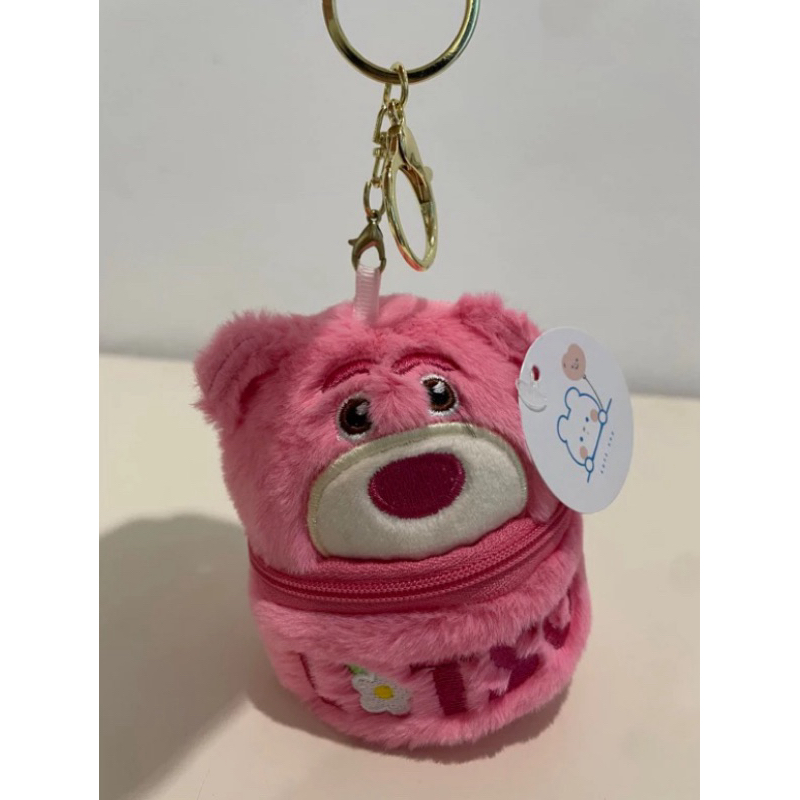 พวงกุญแจกระเป๋าเหรียญหมีล็อตโซ่สีชมพู Lotso