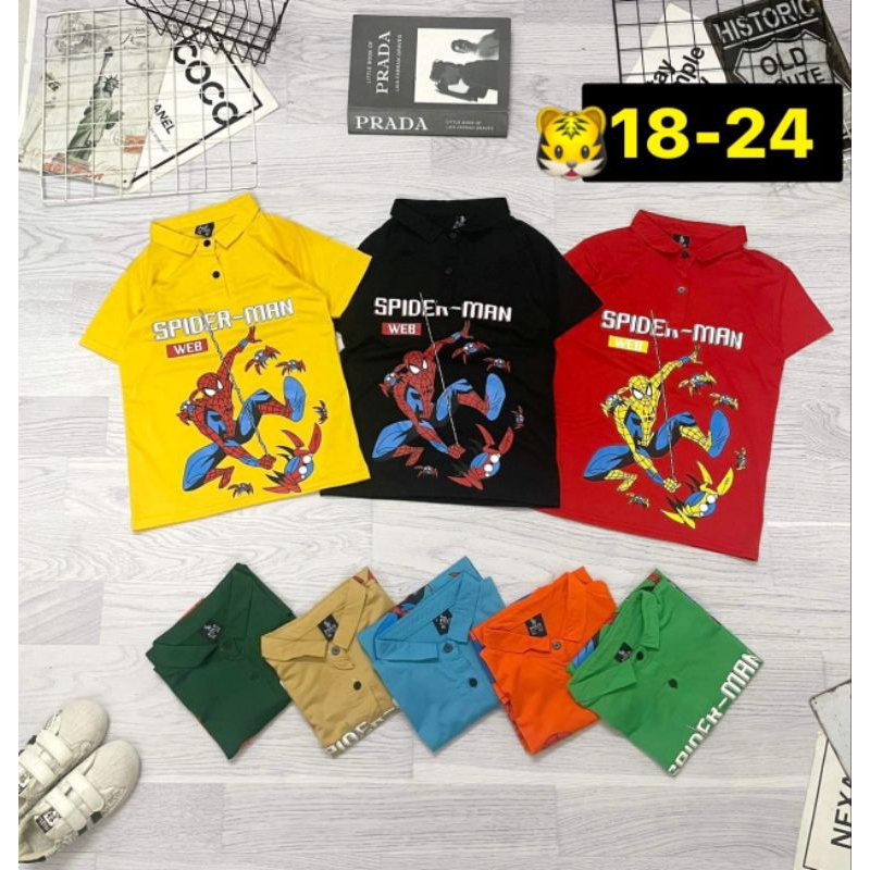 เสื้อยืดเด็กคอปกเท่ห์ๆ ผ้าคอตตอนนิ่มสกรีนลายTM25(6-8ขวบ)