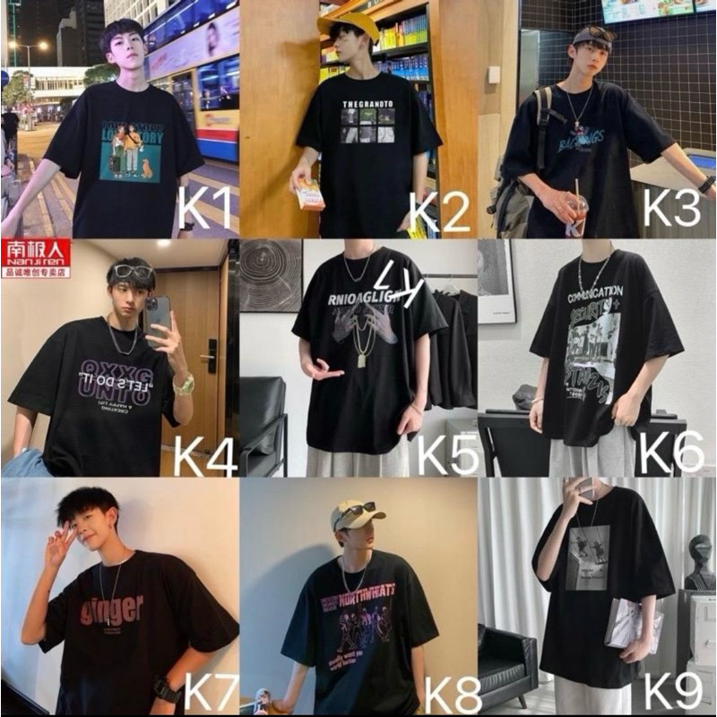 Smart เสื้อยืดโอเวอร์ไซส์ ลายสกรีน แฟชั่นผู้ชาย ตัวใหญ่ เนึ้อผ้านิ่ม K1-K9
