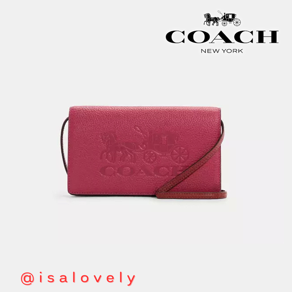 📌Isa Lovely Shop📌  Coach C5887  ANNA FOLDOVER CLUTCH CROSSBODY IN COLORBLOCK WITH HORSE AND CARRIAGE