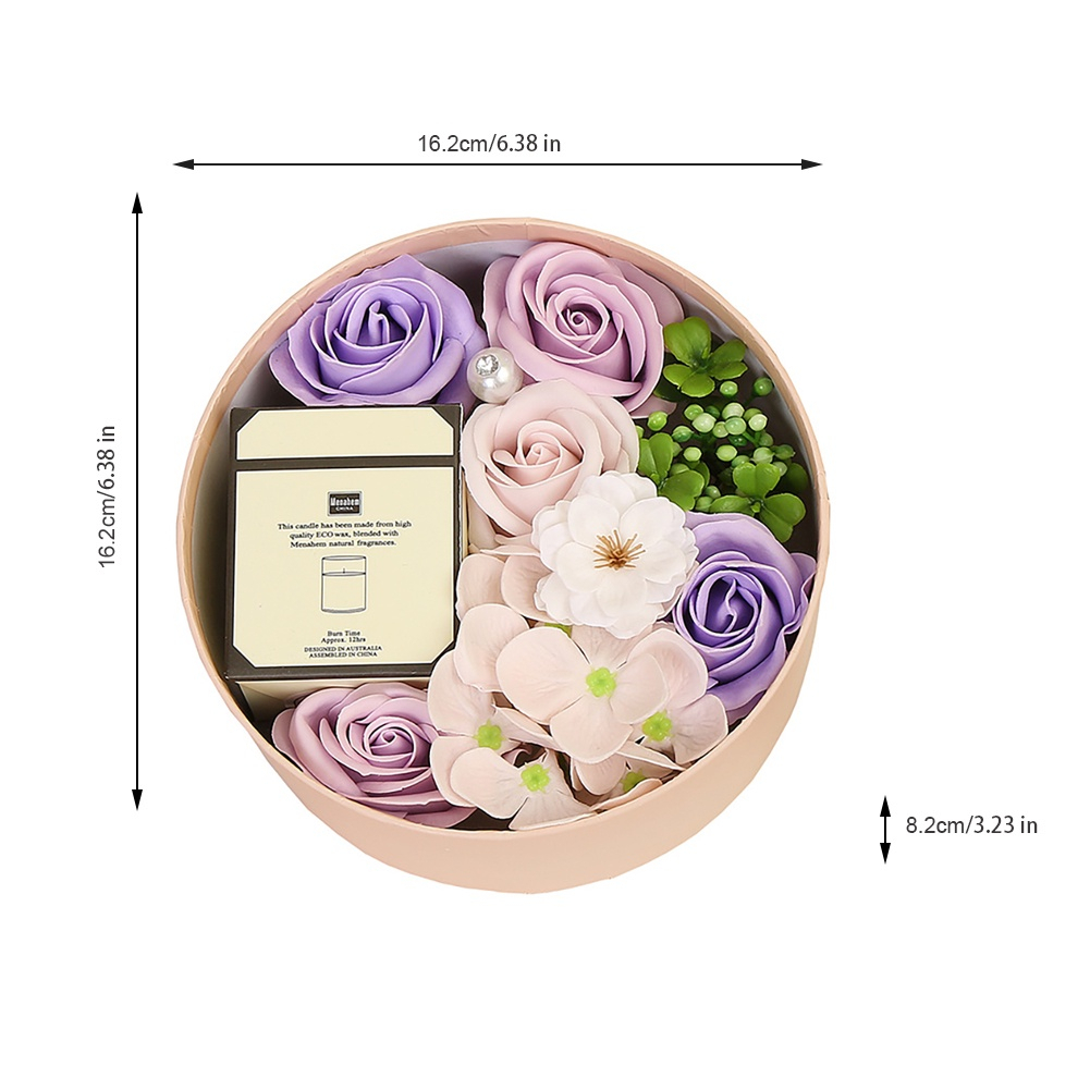 🚚จัดส่งทันที🚚อโรมาเทอราพี + ดอกไม้สบู่ (กล่องของขวัญกลม) พร้อมการ์ดอวยพรและเทียนหอม - รูปที่ 6