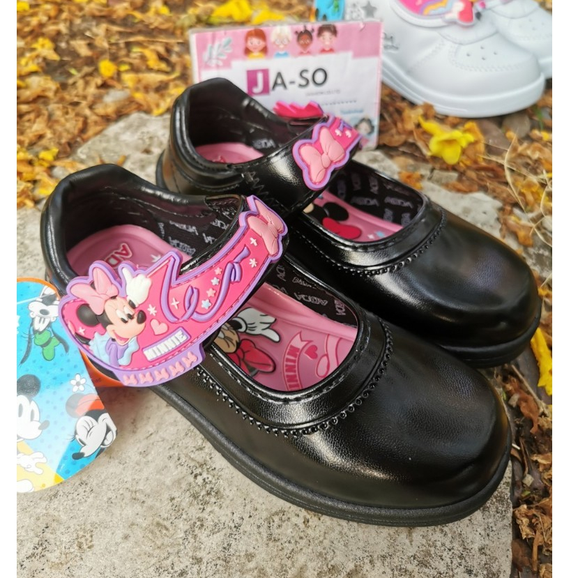ADDA รองเท้านักเรียนหญิง รองเท้านักเรียนอนุบาล Line Pony รองเท้าหนังดำ Sofia /PN885-995 Carebear