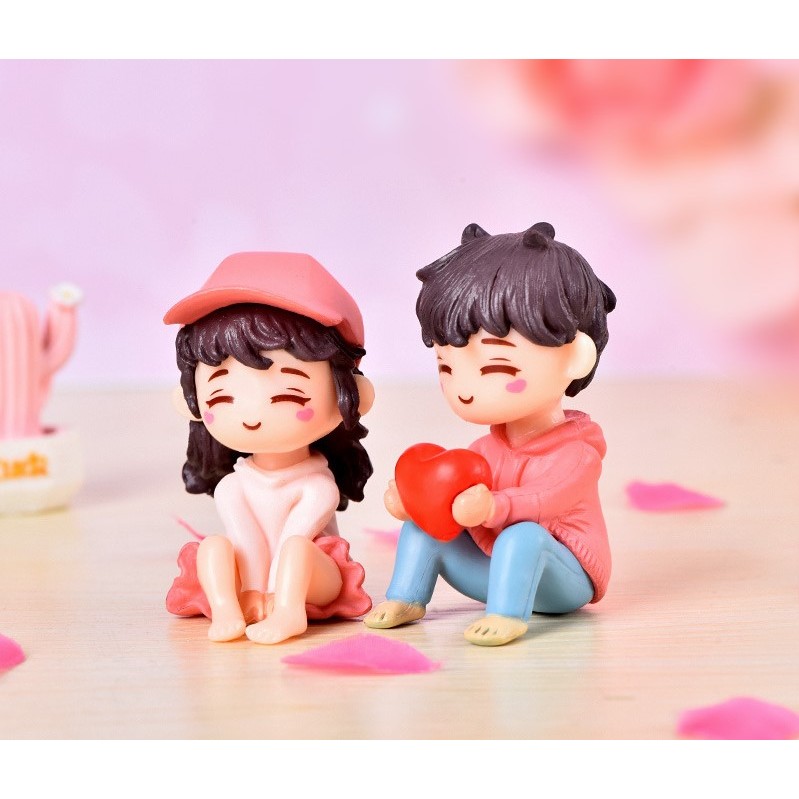 A013 ตุ๊กตาจิ๋ว ตุ๊กตุ่นจิ๋ว  ชุดคู่รักวัยใส ต้อนรับวาเลนไทน์ สำหรับแต่งบ้าน แต่งเค้ก ของขวัญ ประดับงานแต่งงาน ราคา/ชิ้น
