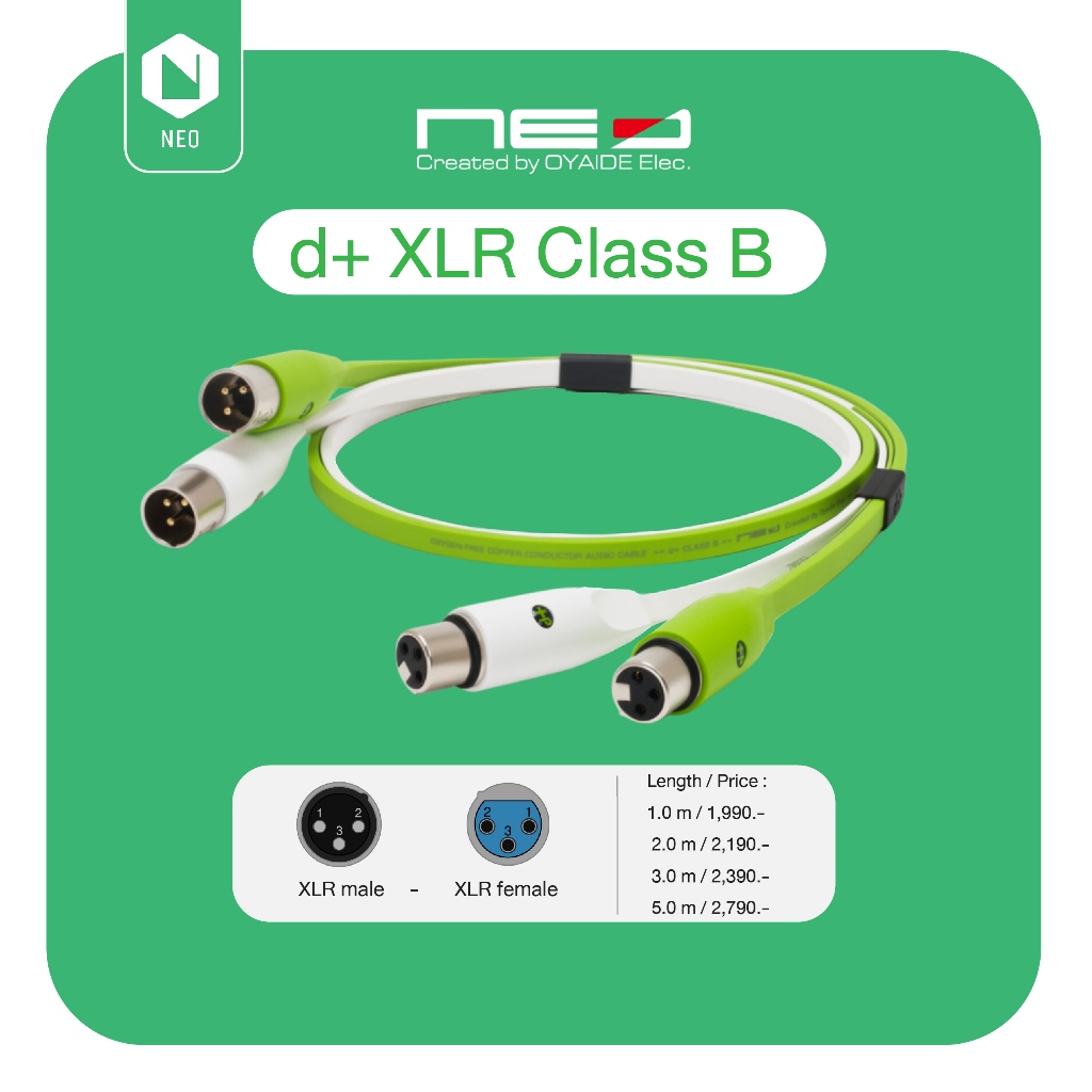 NEO™ (Created by OYAIDE Elec.) d+ XLR Class B : สายสัญญาณเสียงคุณภาพสูงสำหรับงานระดับอาชีพ (XLR male - XLR female)