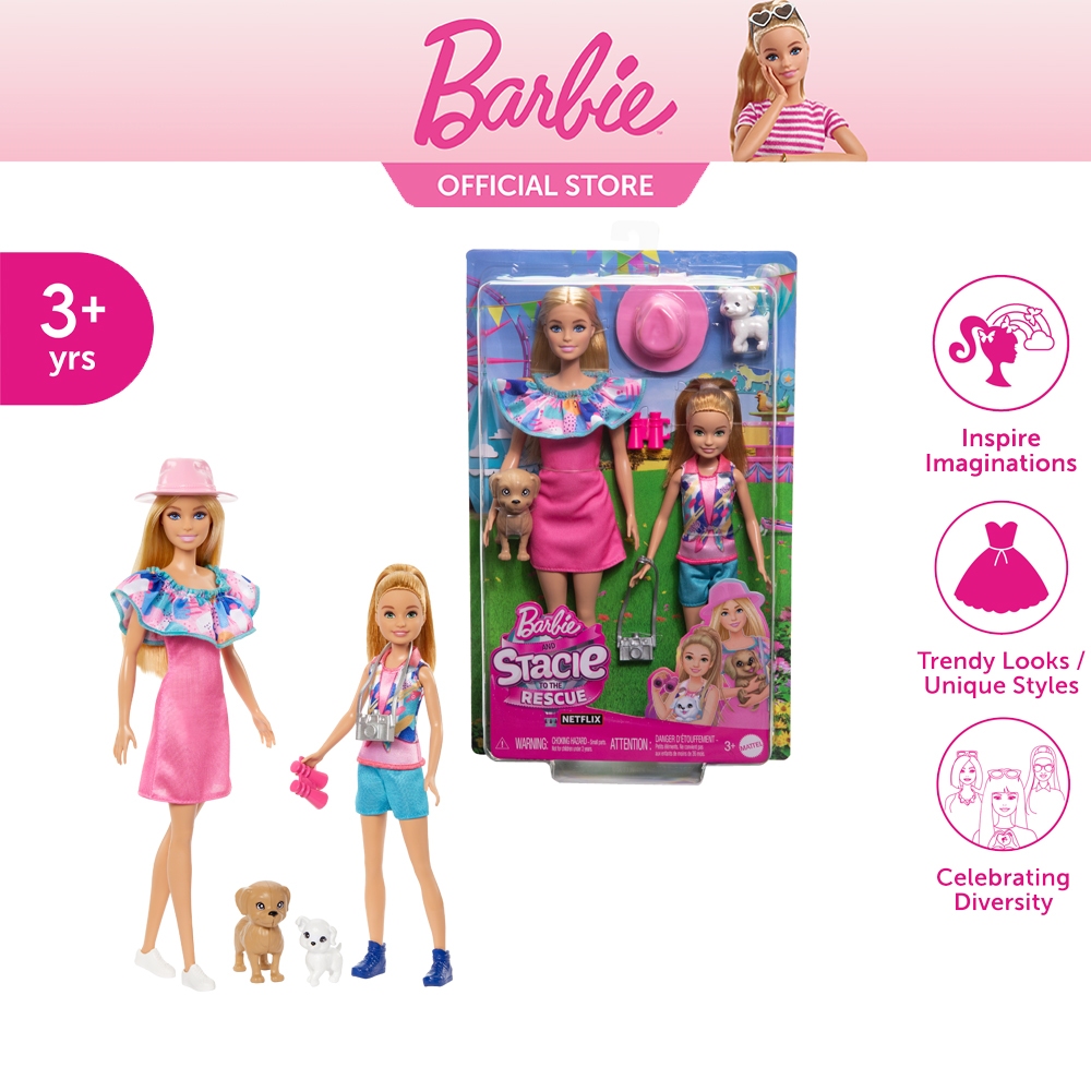 Barbie & Stacie to the Rescue Doll Set with 2 Dolls & 2 Pet Dogs บาร์บี้ ซีรี่ส์สเตซี่ ฮีโร่มาช่วยแล้ว เซตตุ๊กตาคู่บาร์บี้และสเตซี่พร้อมสัตว์เลี้ยง HRM09 ID