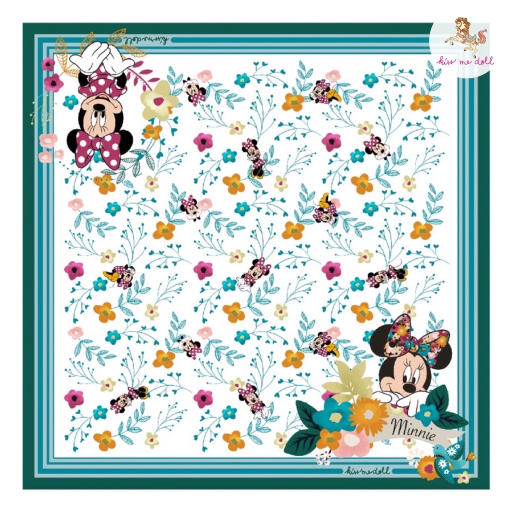 Kiss me doll ผ้าพันคอ Minnie Mouse ลาย Minibloom ขนาด 100x100 cm.