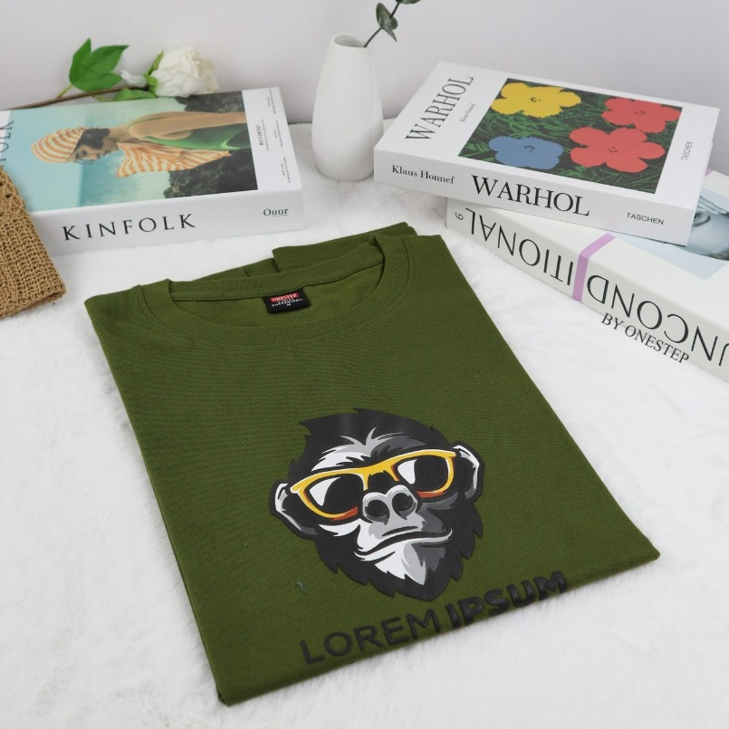 ผ้า cotton แท้ 100% [Super Soft] อย่างดี หนานุ่ม ใส่สบาย ไม่ร้อน ลาย MONKEY LOREM (no.95)