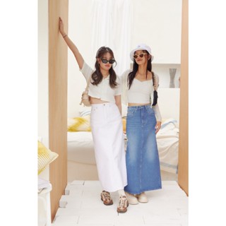 Sis story กระโปรงยีนส์ ยาว ทรงเอ เอวสูง ผ่าหลัง Sis SK 206 H…