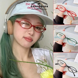 ในไทย💖แว่นตาเลนส์ใสทรงวงรีY2Kขนาดเล็กกรอบแคบสีแดงสีเขียวสไตล์ญี่ปุ่นสําหรับผู้หญิง.COD