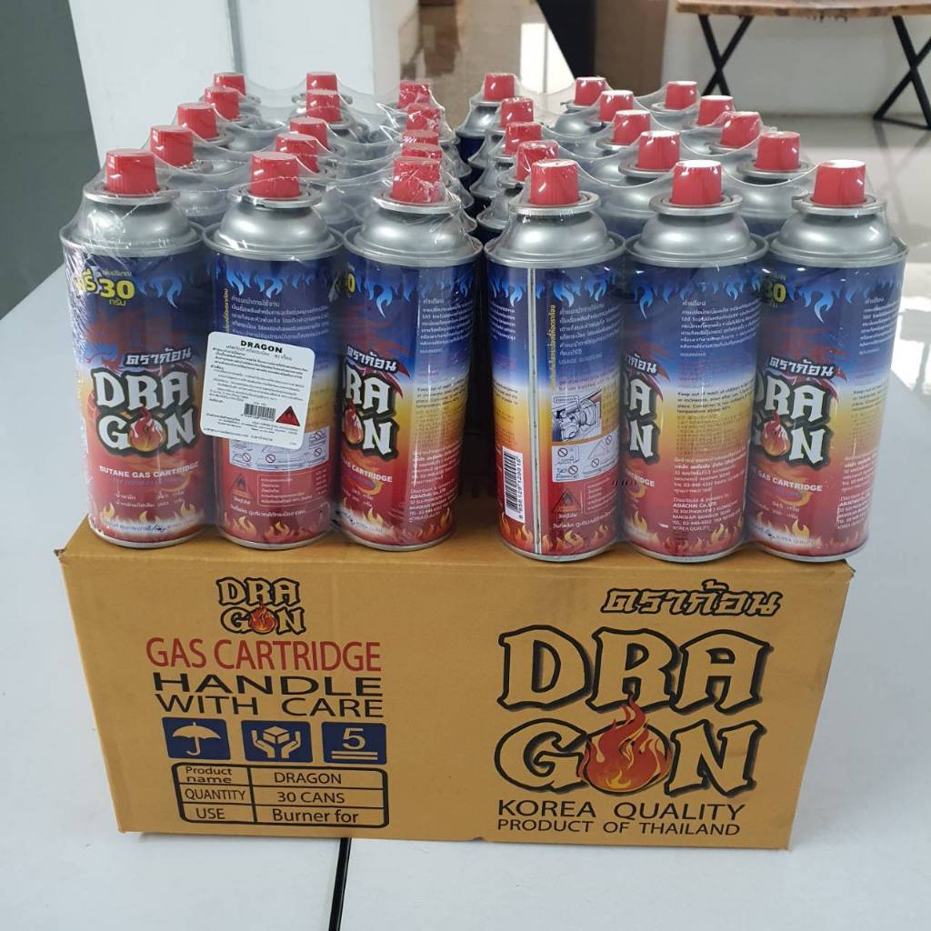 แก๊สกระป๋องยี่ห้อดราก้อน 250 มลx30กระป๋อง ยกลัง