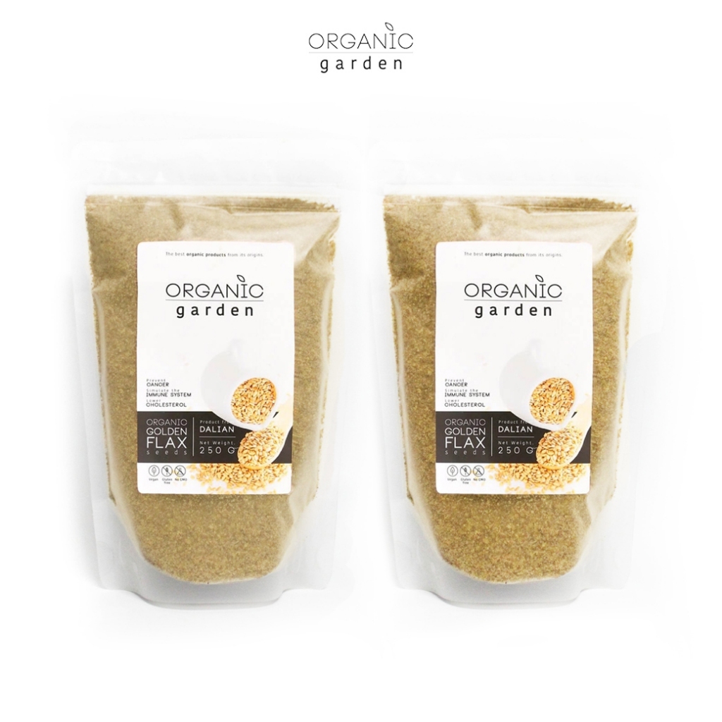 แฟล็กซ์สีทองแบบบด 250 กรัม แพ๊คคู่ Golden Flax Seeds  [อาหารเสริมสำหรับเด็ก6เดือนขึ้นไป,ช่วยขับถ่าย]