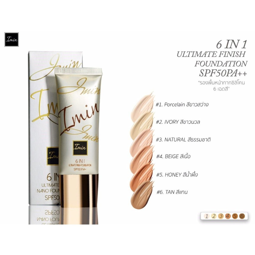 IMIN 6 IN 1 Ultimate Finish Nano Foundation รองพื้นทาหน้า