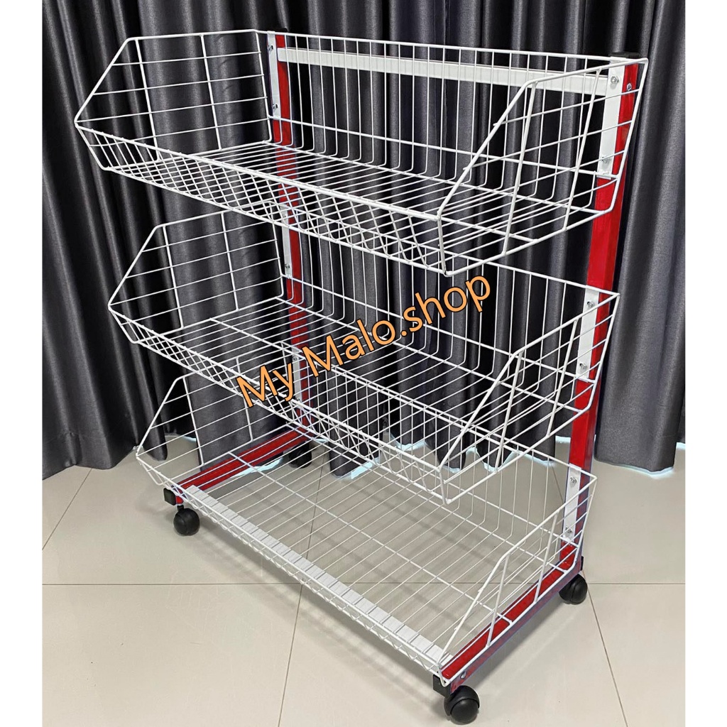 ชั้นวางสินค้า ชั้นวางขนม ตะกร้าเชลฟ์มินิมาร์ท  3ระดับ ยาว90c.m.