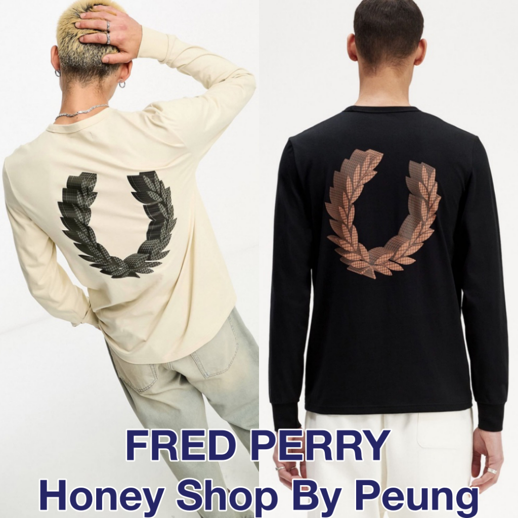 [ของแท้ พร้อมส่งในไทย] Fred Perry 3D Graphic Long Sleeve T Shirt Col : Oatmeal (AW23 เสื้อยืดแขนยาวรุ่นใหม่ มาพร้อมสกรีน