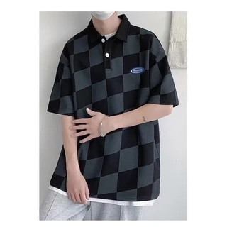 TS MEN เสื้อ​คอปก​ เสื้อ​โปโล เสื้อแขนสั้น ลายสก๊อต ผ้าดีสวมใส่สบาย T78