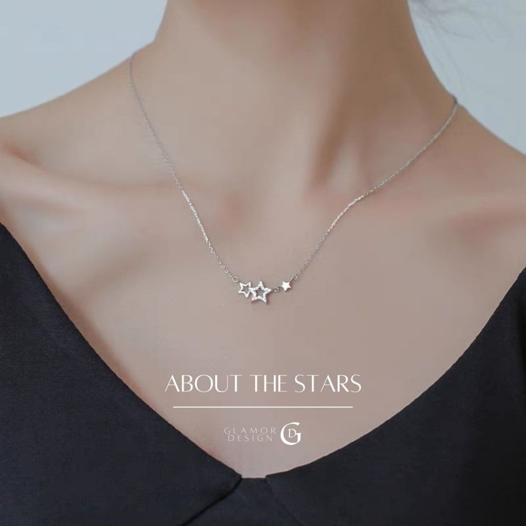 GLAMOR✨สร้อยเงิน About The Stars สร้อยคอดาว สร้อยแฟชั่น ของขวัญให้แฟน สไตล์ใหม่ ขายดี
