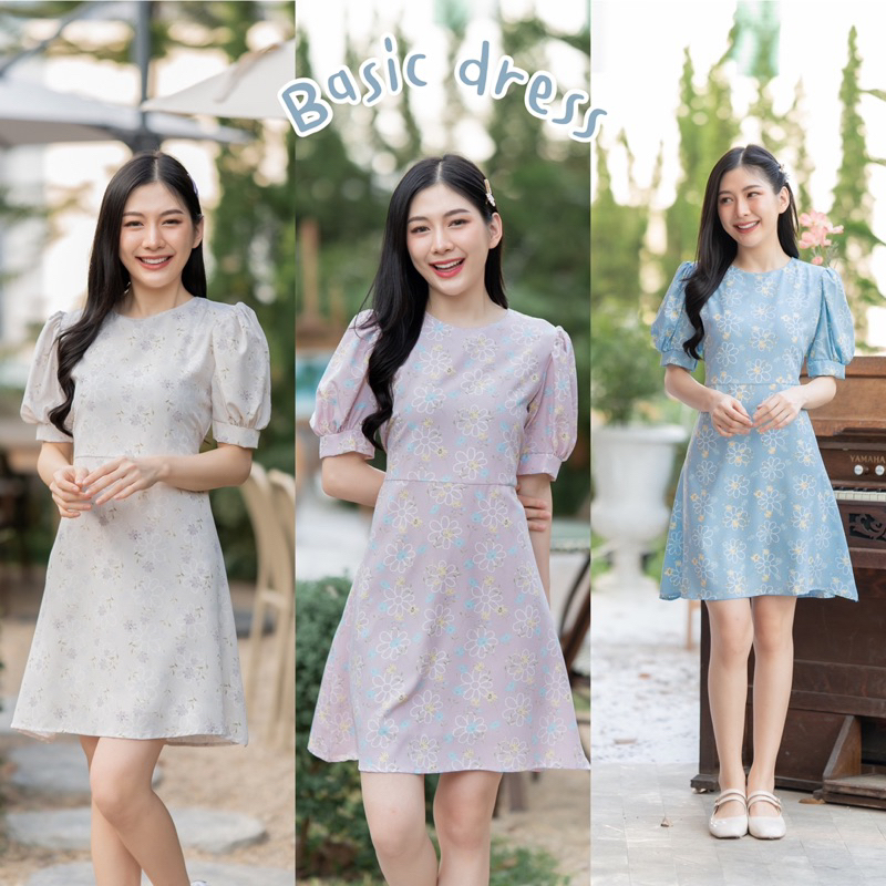 Basic dress ลายน่ารักลูกคุณหนูมาก