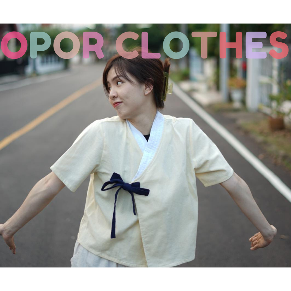 เสื้อฮันบกผูก-ครีมแต่งน้ำเงิน K-001