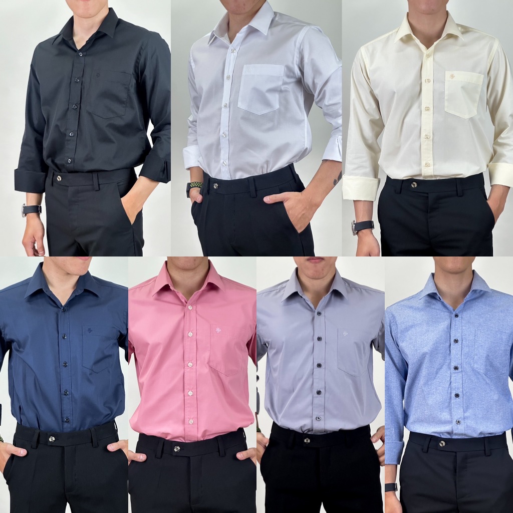 เสื้อเชิ้ตแขนยาว คอปก (ทรงเข้ารูป)