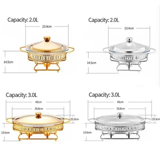 ERORO ชุดถาดแก้วอบอาหารบุฟเฟต์ Food warming glass tray ภาชนะอุ่นอาหาร สำหรับงานเลี้ยง
