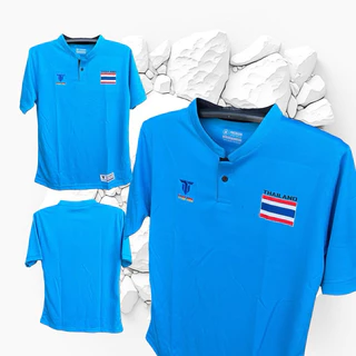 เสื้อกีฬา คอจีนเฟ็กธงชาติ คอจีนมีกระดุม พร้อมส่ง