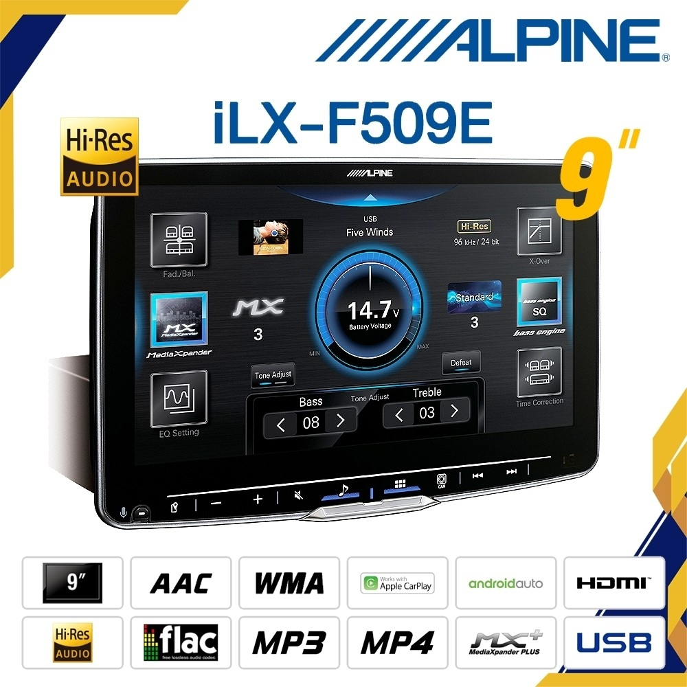ALPINE iLX-F509E เครื่องเล่น ขนาดจอ 9นิ้ว 1DIN ดีไซน์หรู ดูดีมีระดับ CarPlay Wireless (ไร้สาย)/ Andr
