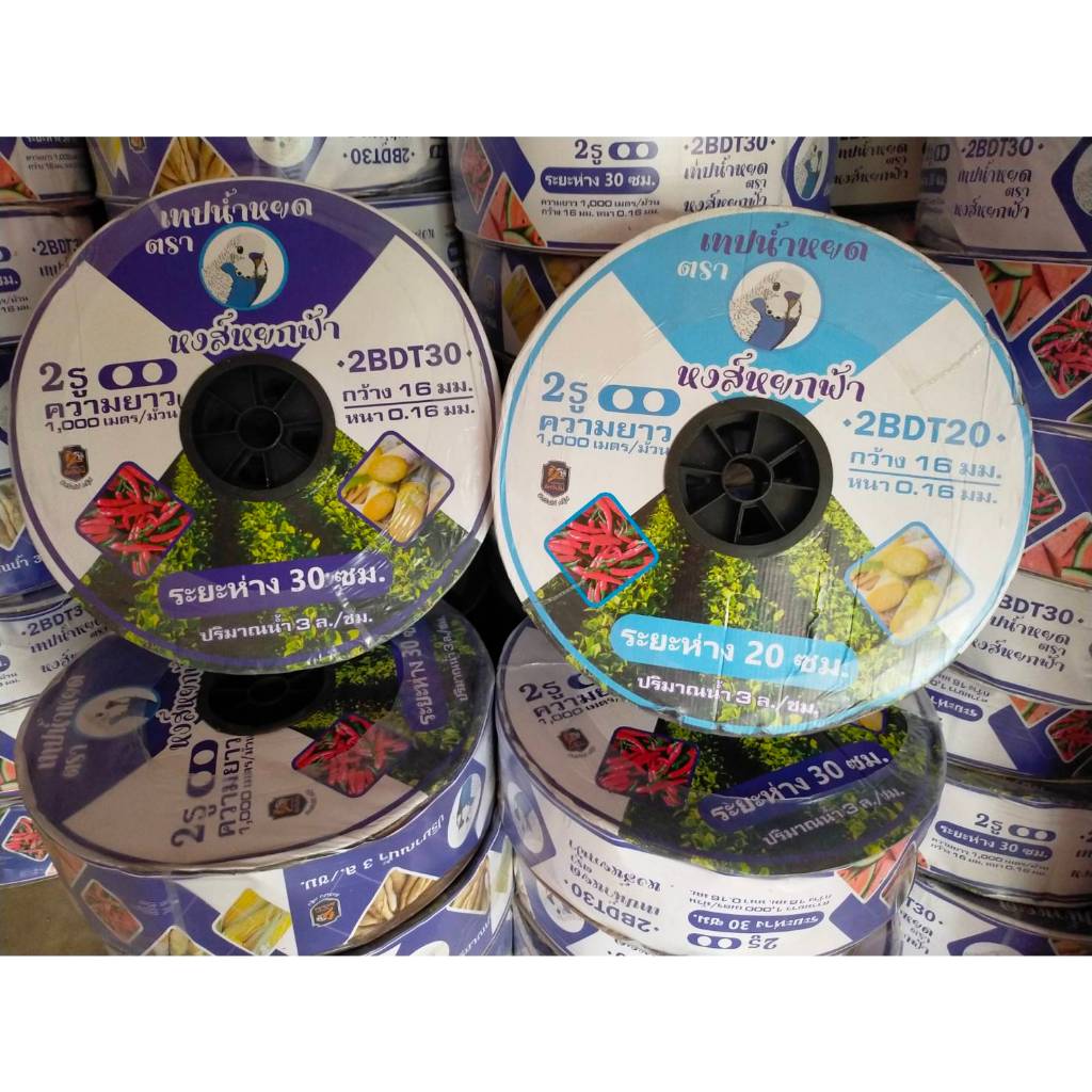 เทปน้ำหยด ระยะห่าง 20-30cm 2รู ความยาว 1000 เมตรเต็ม